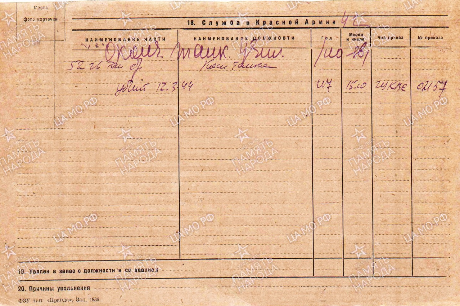 Учетно-послужная картотека