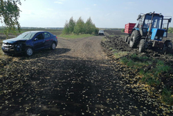 В Ржаксинском районе трактор и иномарка не разъехались: водитель «Рено» пострадал