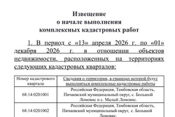 Извещение о начале выполнения комплексных кадастровых работ
