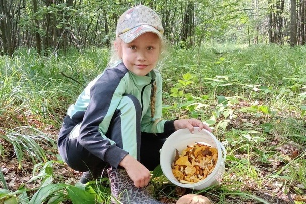 Юный грибник Маша Медведева 