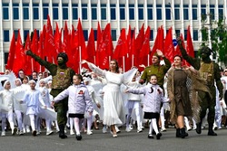 В Тамбове отметили День Победы торжественным маршем и полетом журавлей