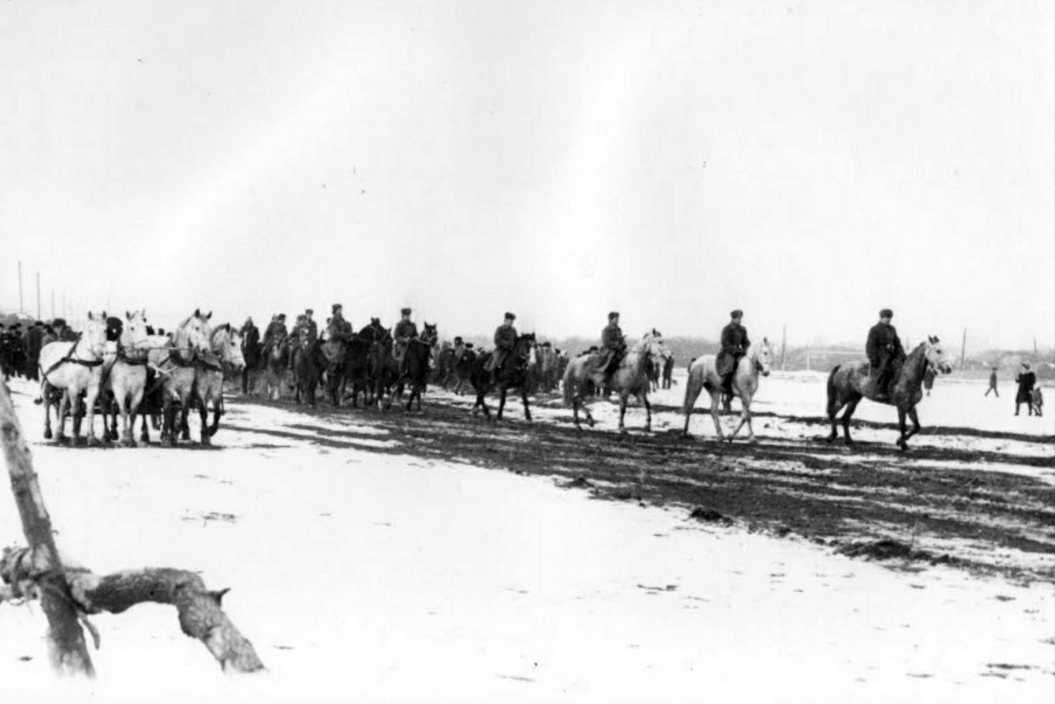 Племзавод «Арженка» представил на праздничную демонстрацию, по случаю очередной годовщины Октябрьской революции, отряд красноармейцев, 70-е годы XX века