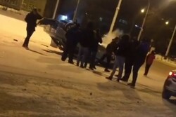 В Тамбове на Комсомольской площади перевернулась машина