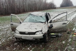 В Сосновском районе опрокинулась «Калина», пострадал водитель