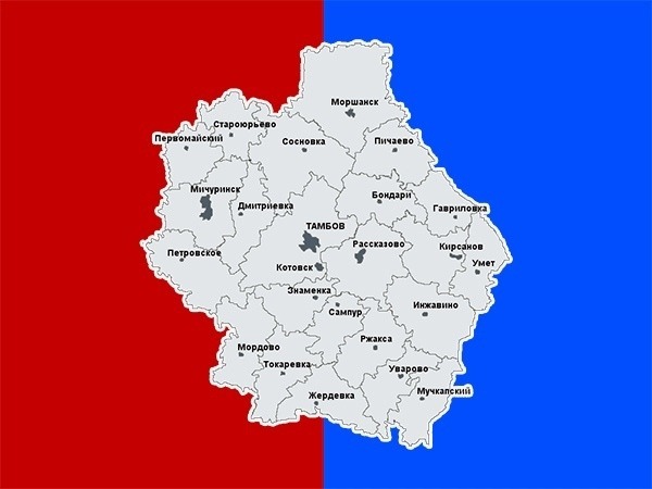 Тамбовская область карта с районами и поселками и деревнями