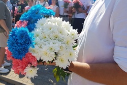 В канун Дня Российского Флага тамбовчанам раздали белые, синие и красные хризантемы